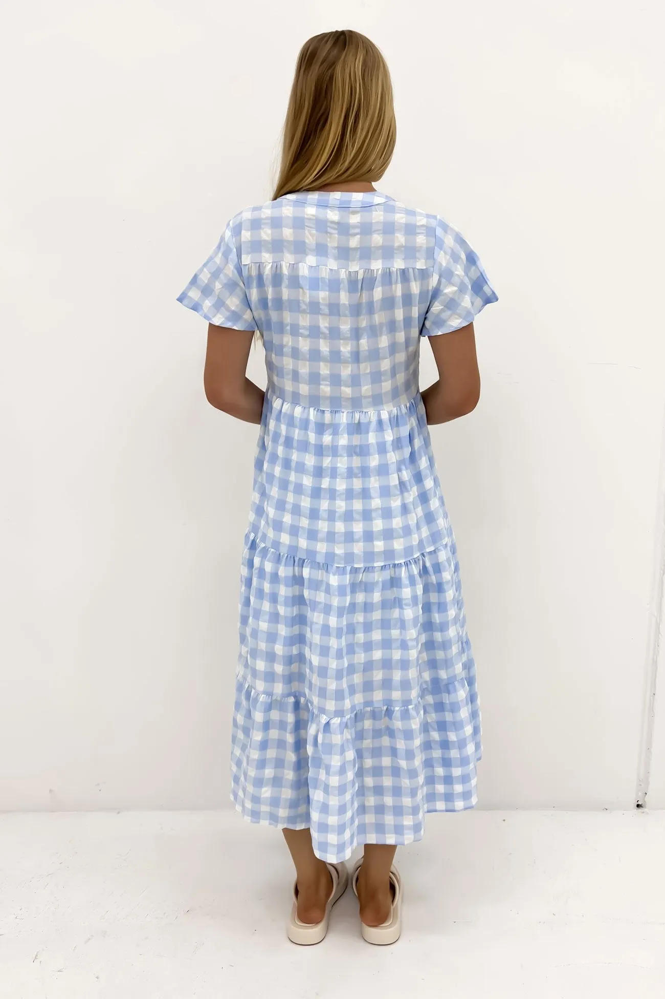 Owen Midi Dress Blue Gingham