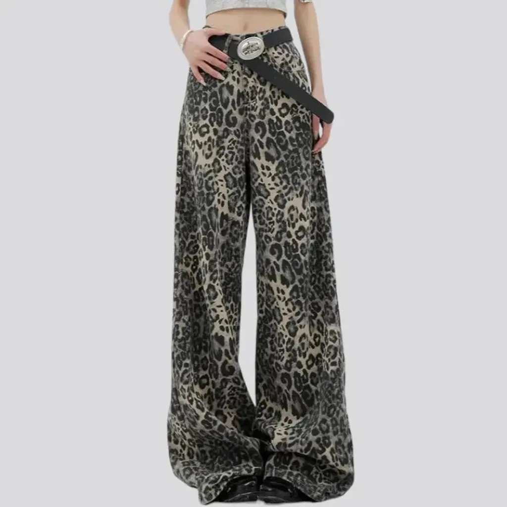 Painted baggy women's jean pants