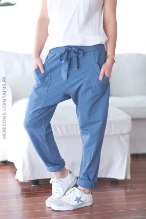 Pantalon de jogging bleu jean urbain à poches