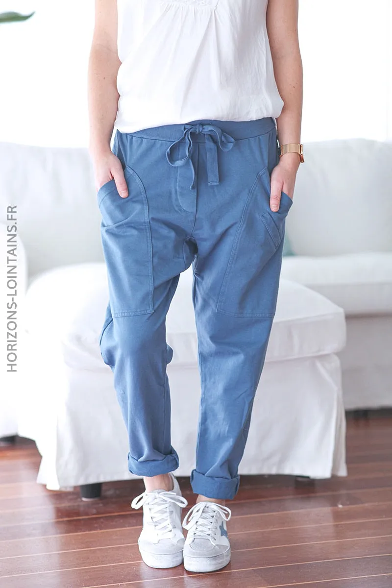 Pantalon de jogging bleu jean urbain à poches