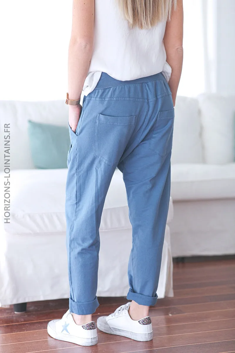 Pantalon de jogging bleu jean urbain à poches