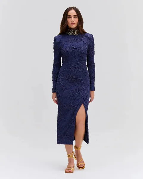 PatBo Chain Embellished Jacquard Midi Dress