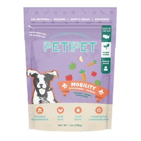 Petipet Mobility Bites with Glucosamine   Turmeric Apple & Carrot Flavored Soft Chew Hip & Joint Supplement for Dogs, 7-oz bag