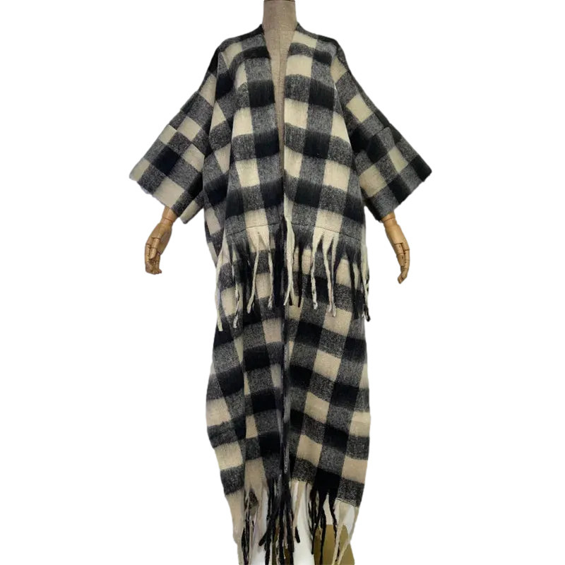 Pre Order:  Plaid Fringed Tassel Cardigan - WINI