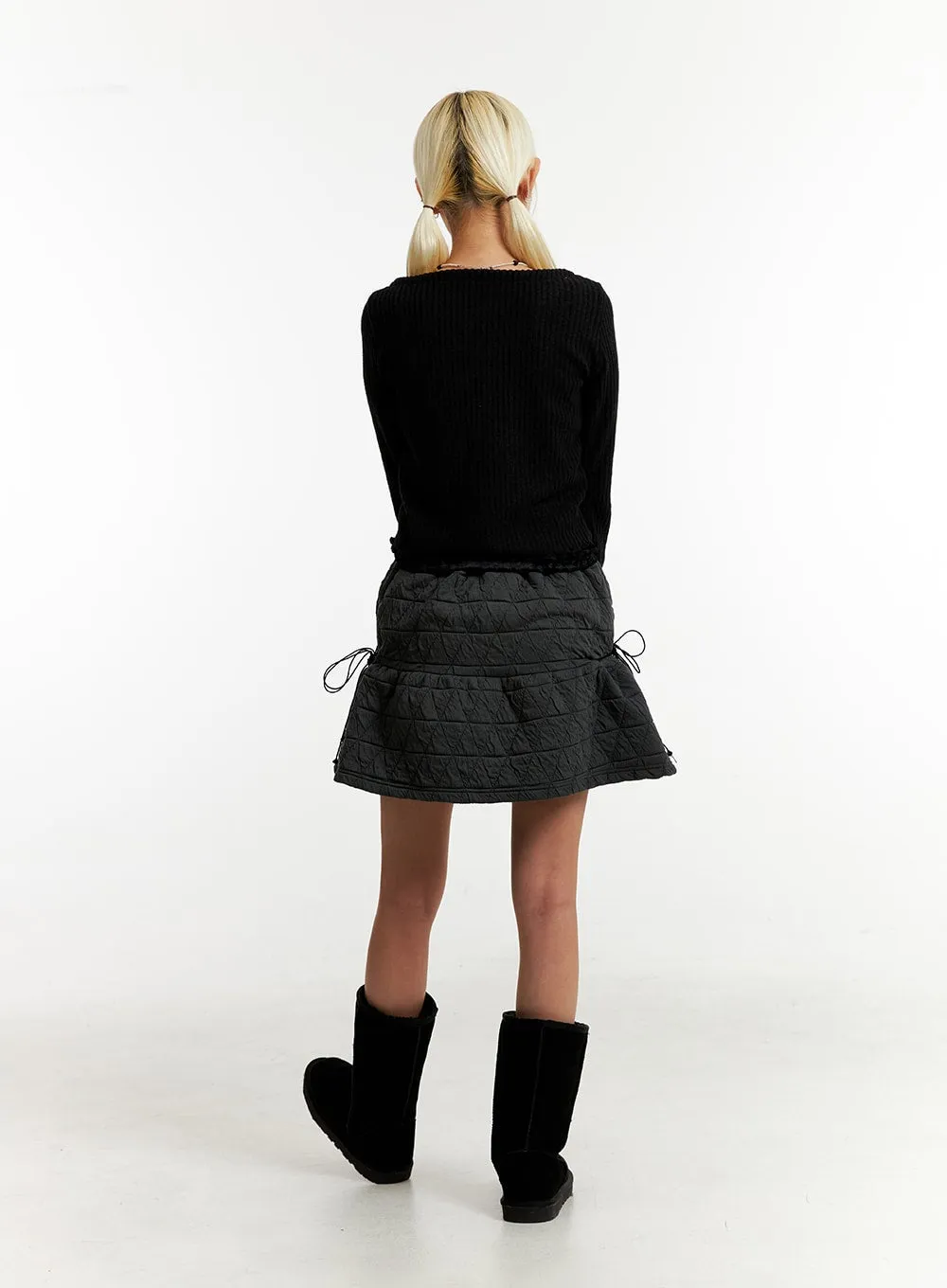 Quilted Tie Mini Skirt ID315