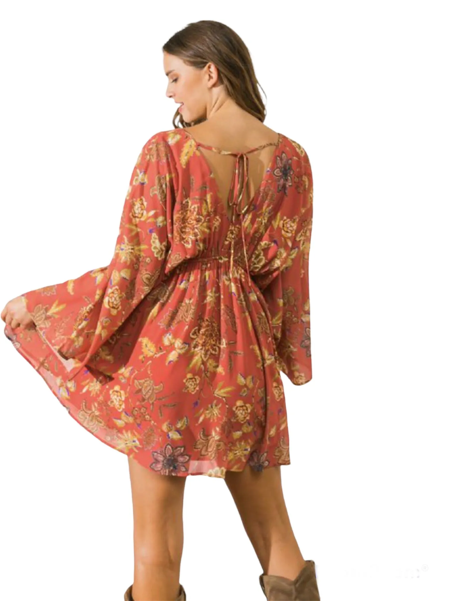 Raven's Floral Kimono Mini Dress