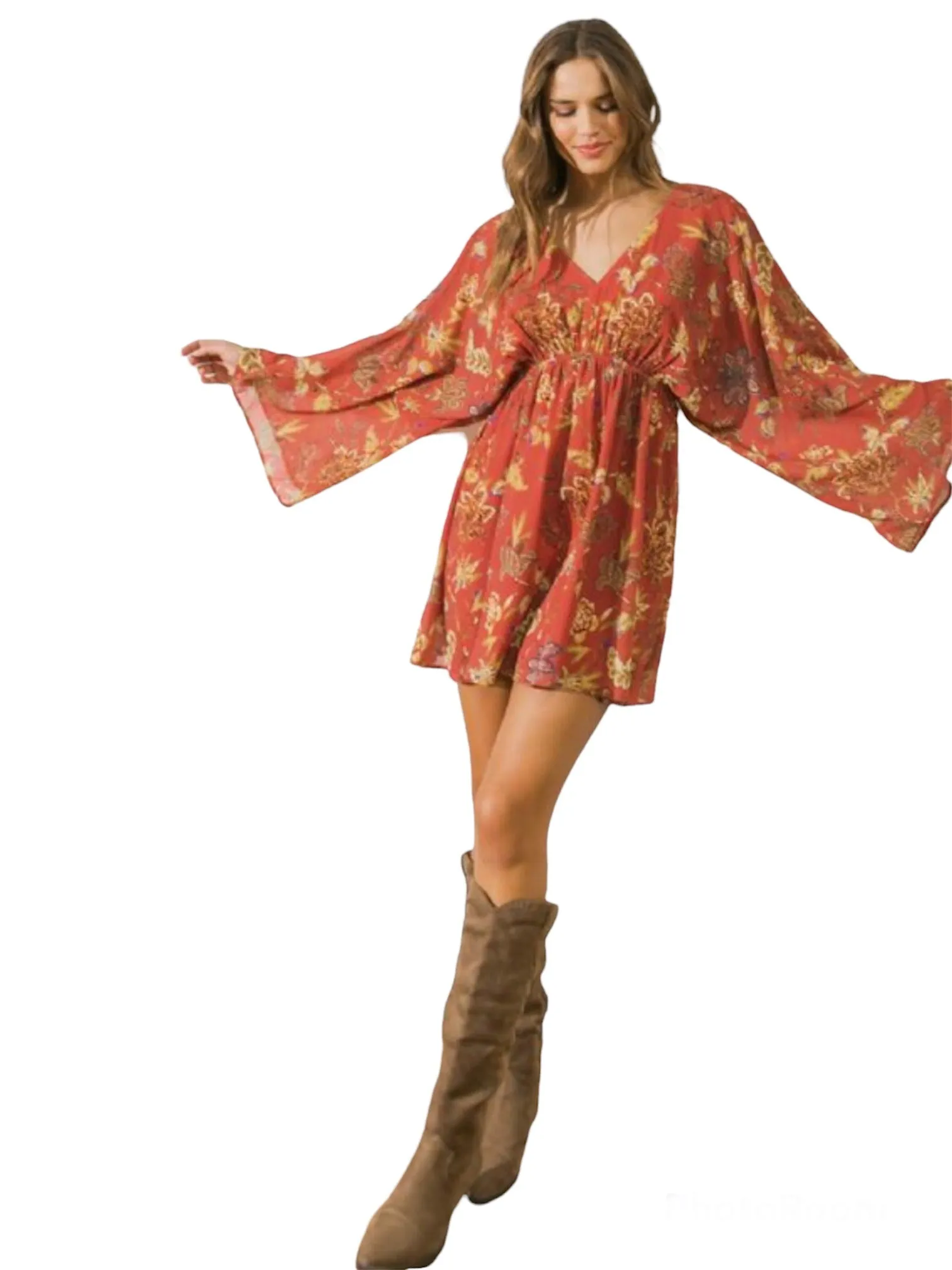 Raven's Floral Kimono Mini Dress