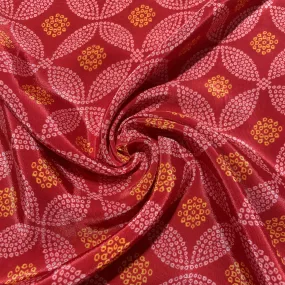 Red Bandhani Print Crepe Fabric 18160