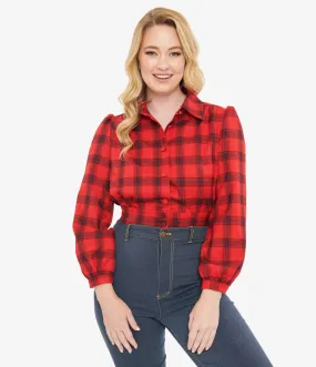 Red Plaid Rosie Bomber Jacket