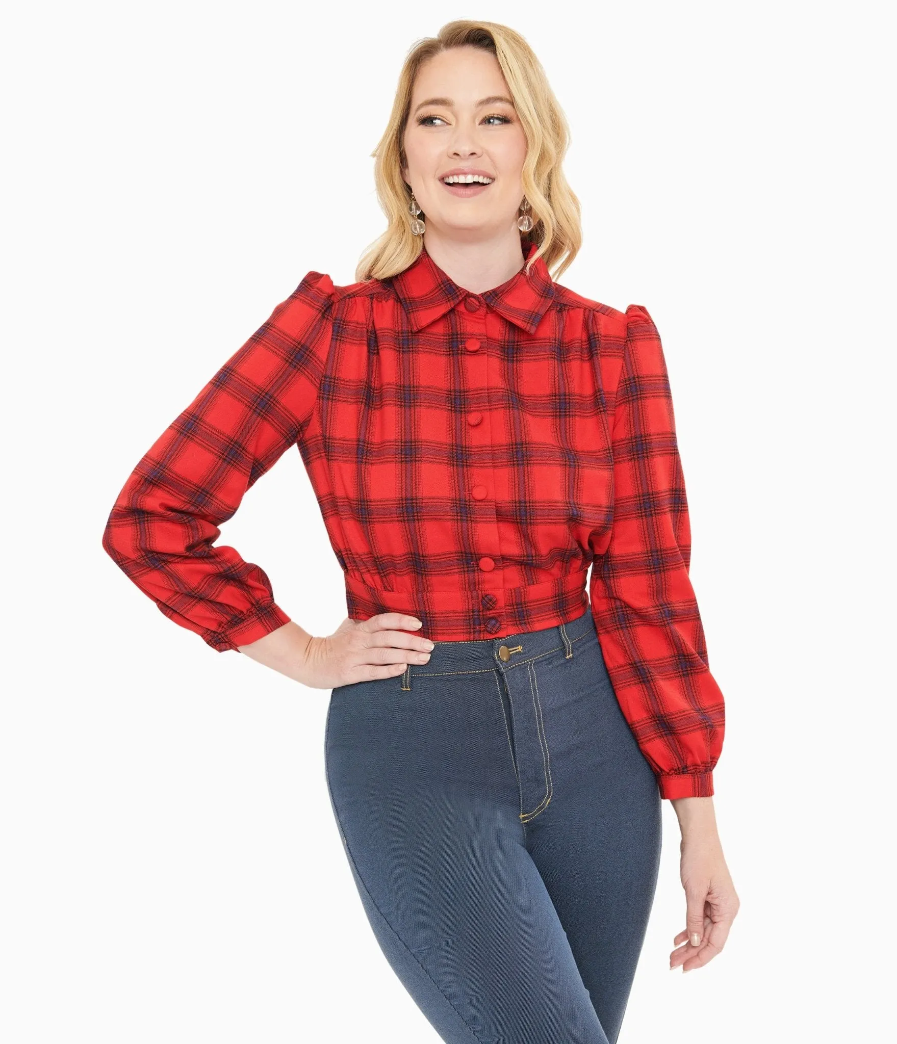 Red Plaid Rosie Bomber Jacket