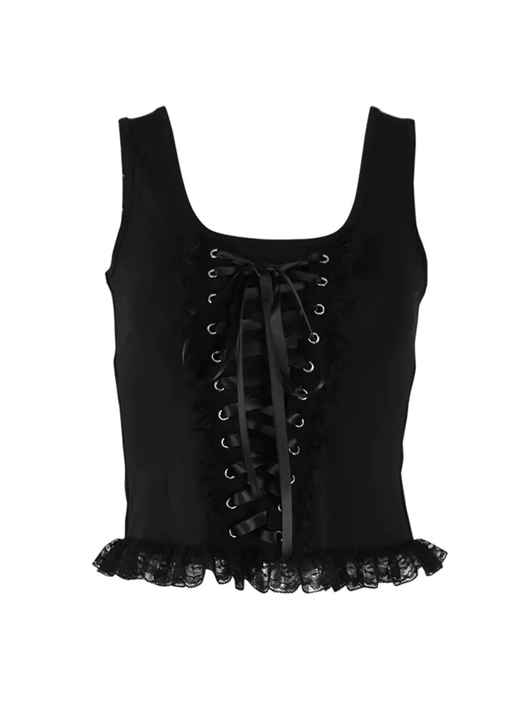 Retro Punk Lace Camisole Crop Top