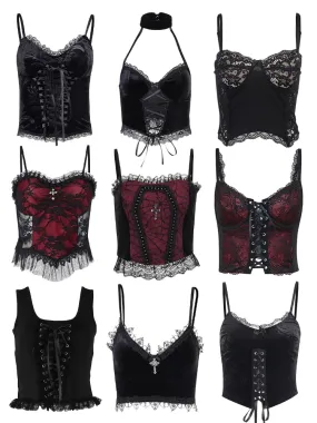 Retro Punk Lace Camisole Crop Top