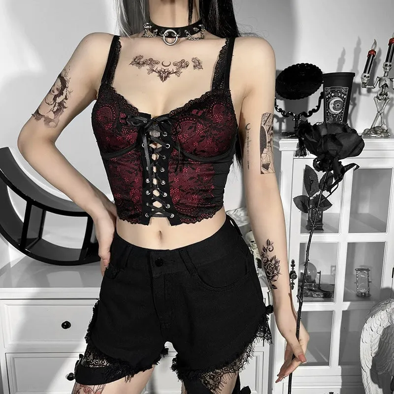 Retro Punk Lace Camisole Crop Top