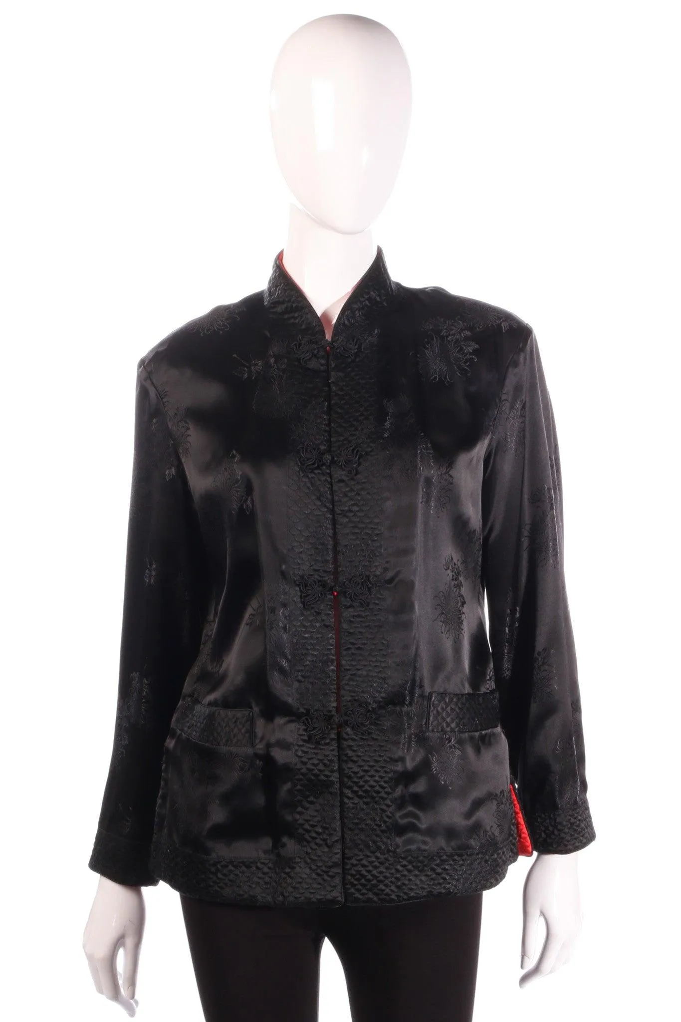 Reversible red and black silk Chinese jacket size M