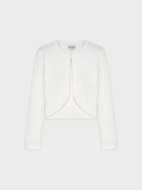 RIBBED SHRUG-WHITE