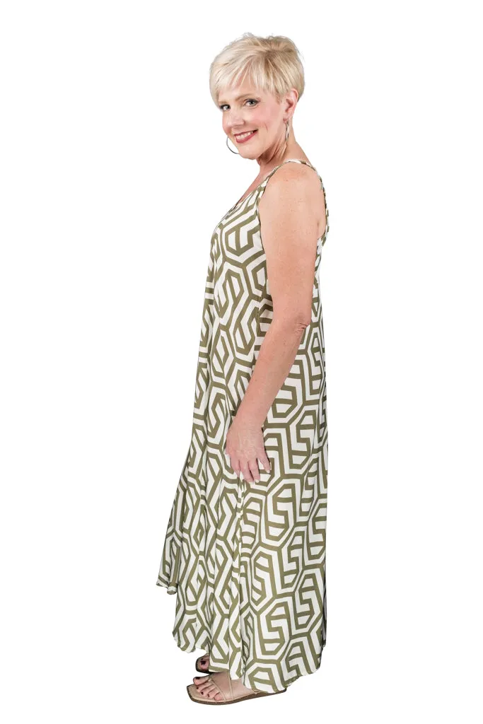 River Geo Viscose Slip Dress (DT111G)