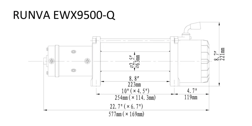 Runva EWX9500-Q 24V Winch with Steel Cable