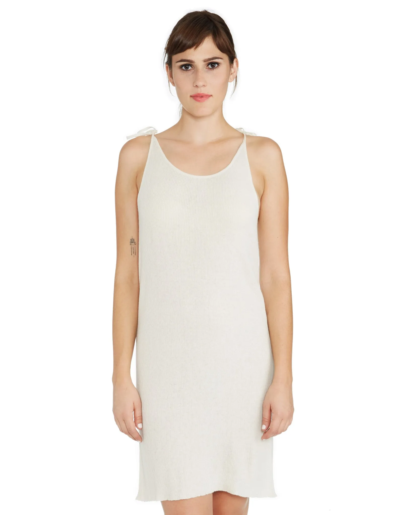 Ryan Roche | Cashmere Tie Slip Dress in Ivory