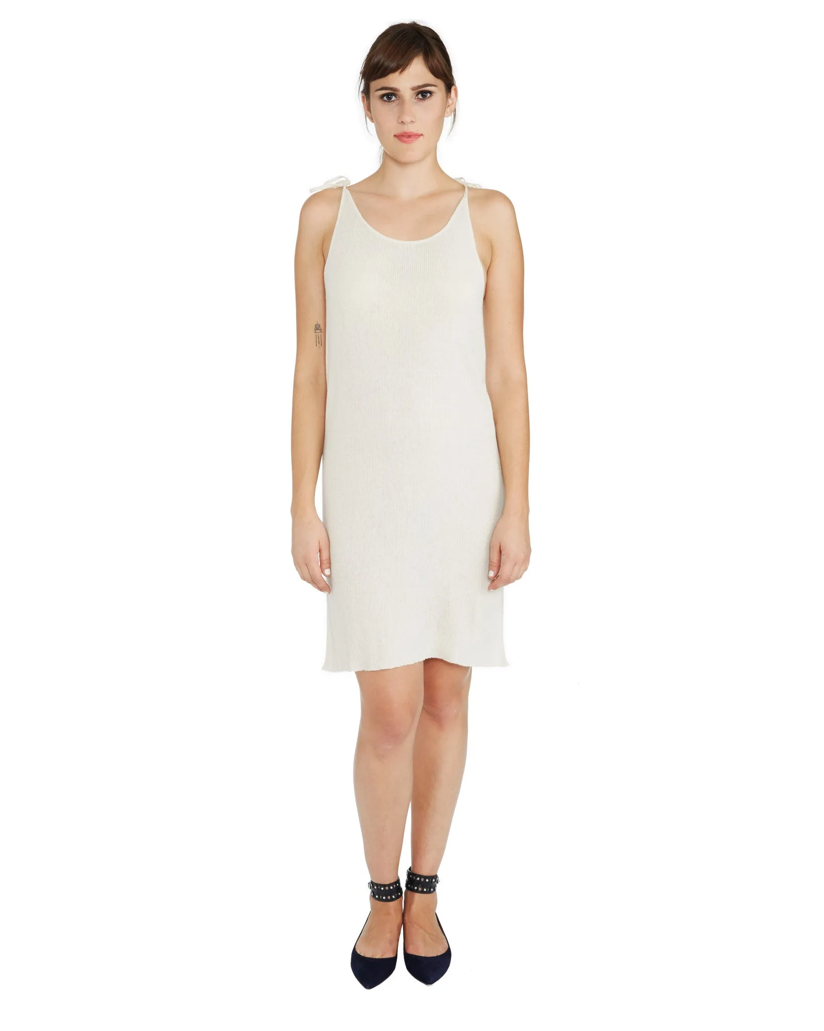 Ryan Roche | Cashmere Tie Slip Dress in Ivory