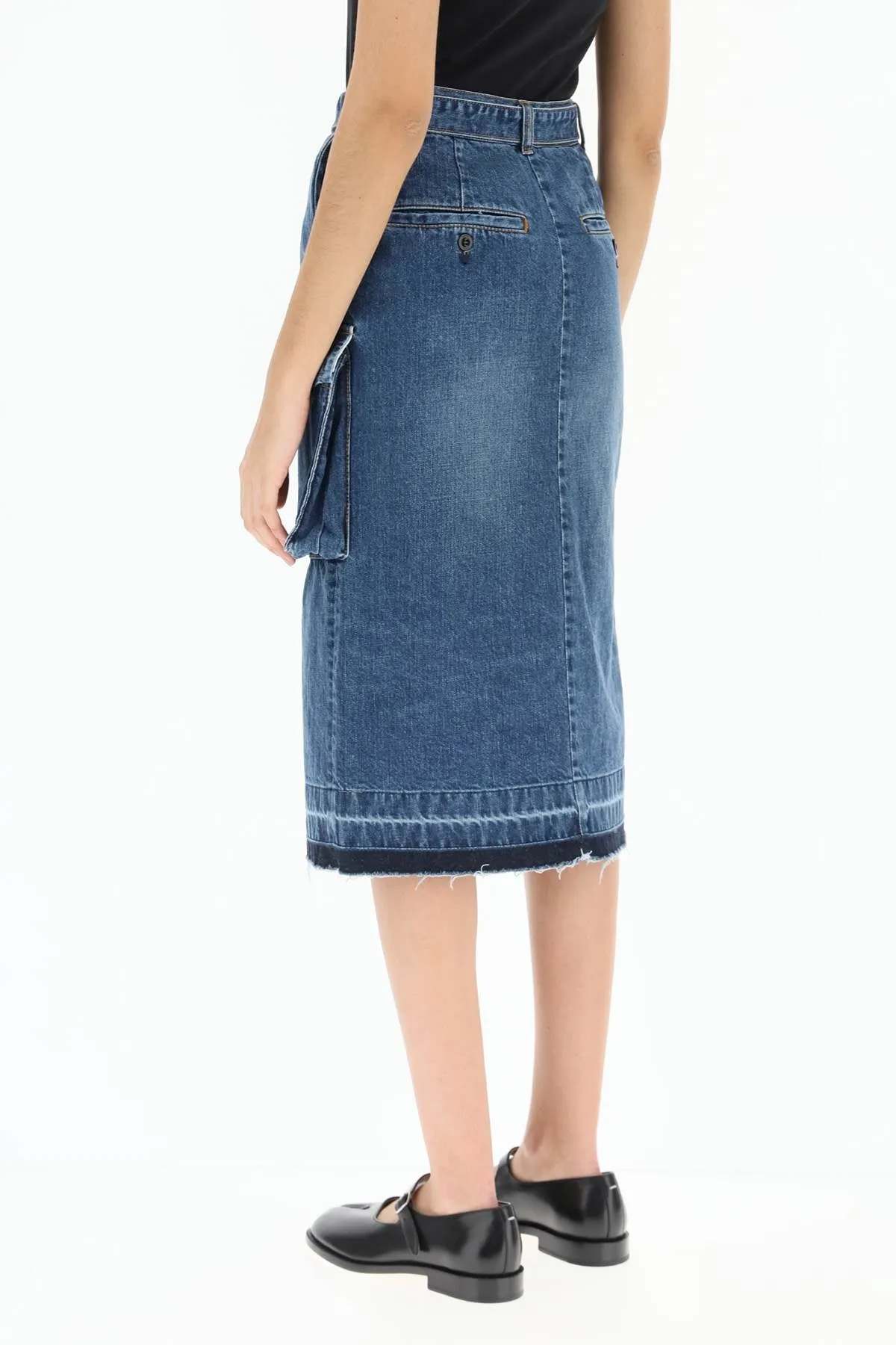 Sacai denim cargo skirt