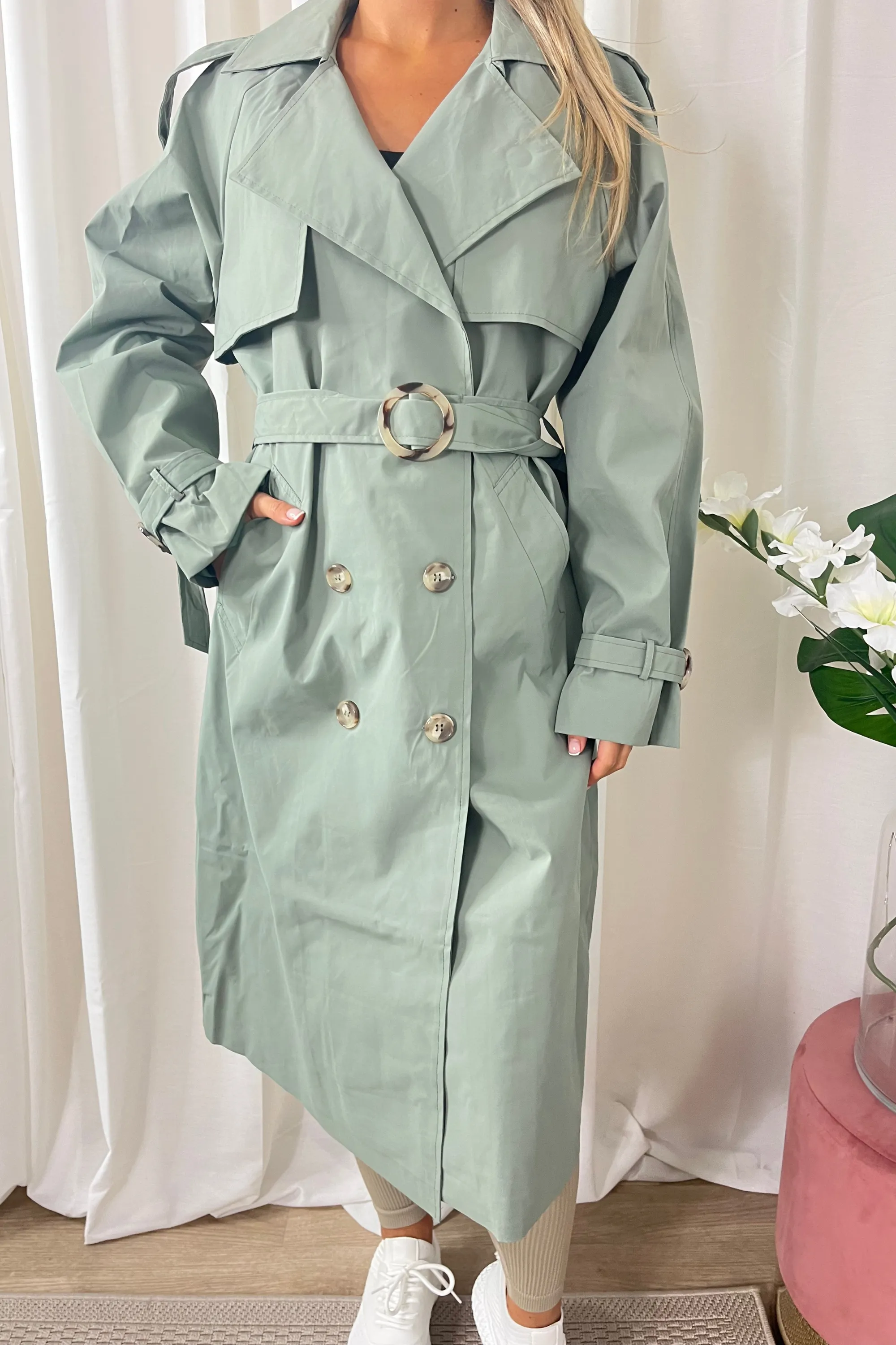 Sage Green Trench Coat