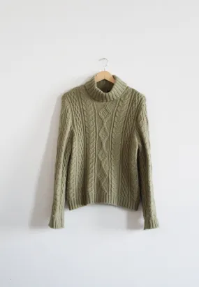 sageleaf wool cable knit turtleneck