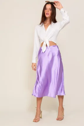 Satin Flare Midi Skirt