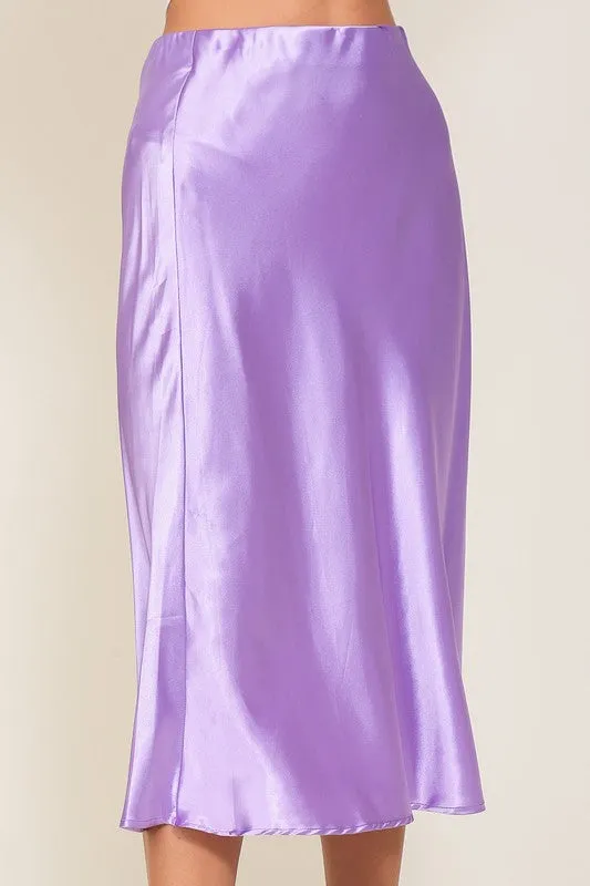 Satin Flare Midi Skirt