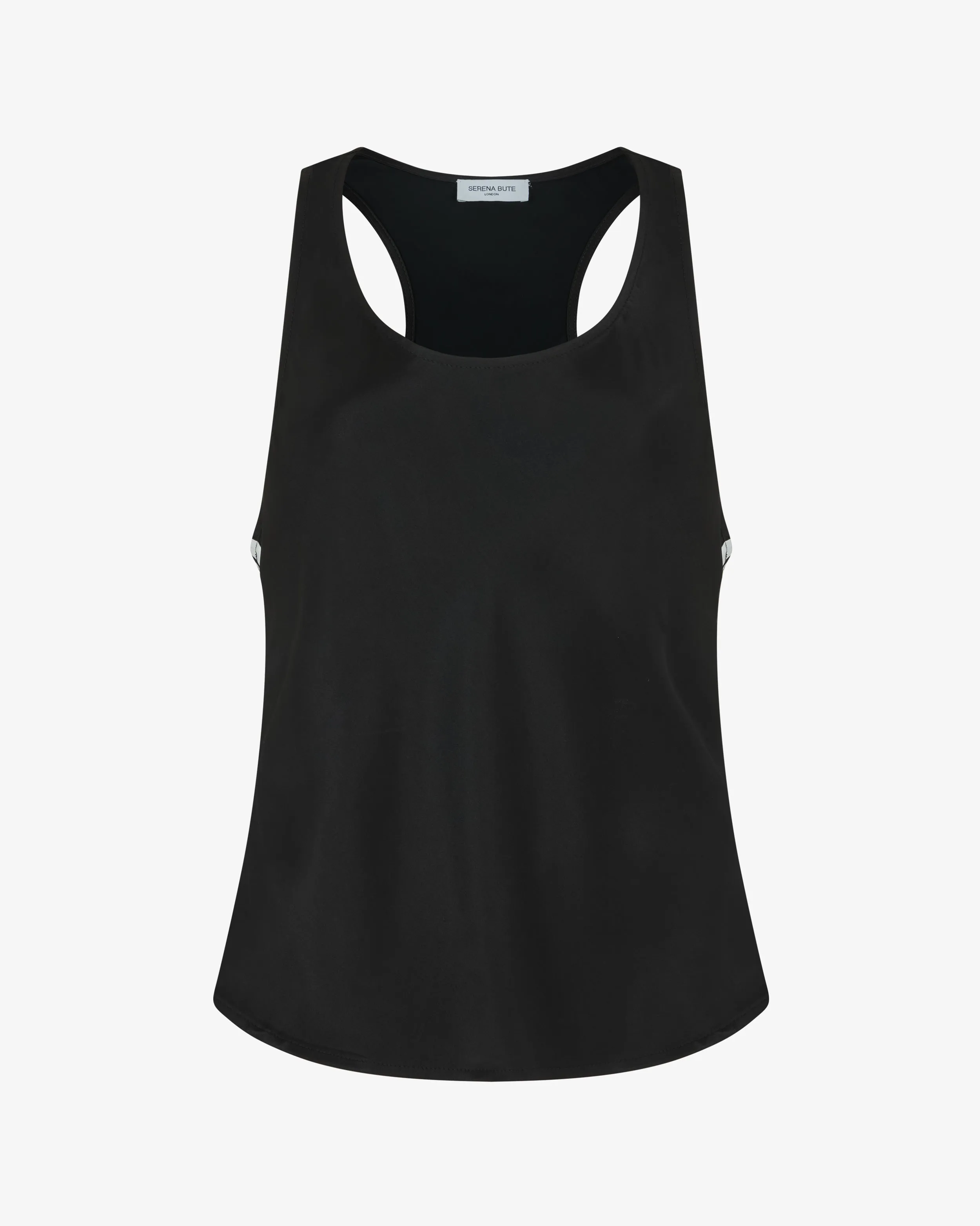 Satin Racer Tank Vest - Black