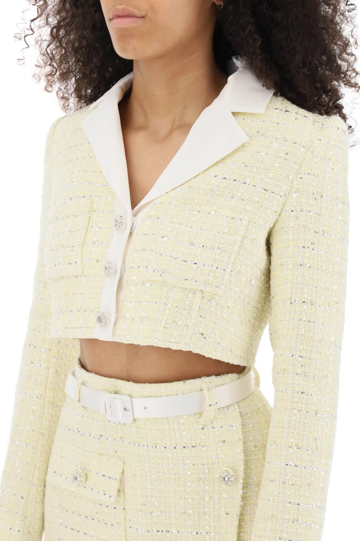 Self portrait boucle cropped jacket