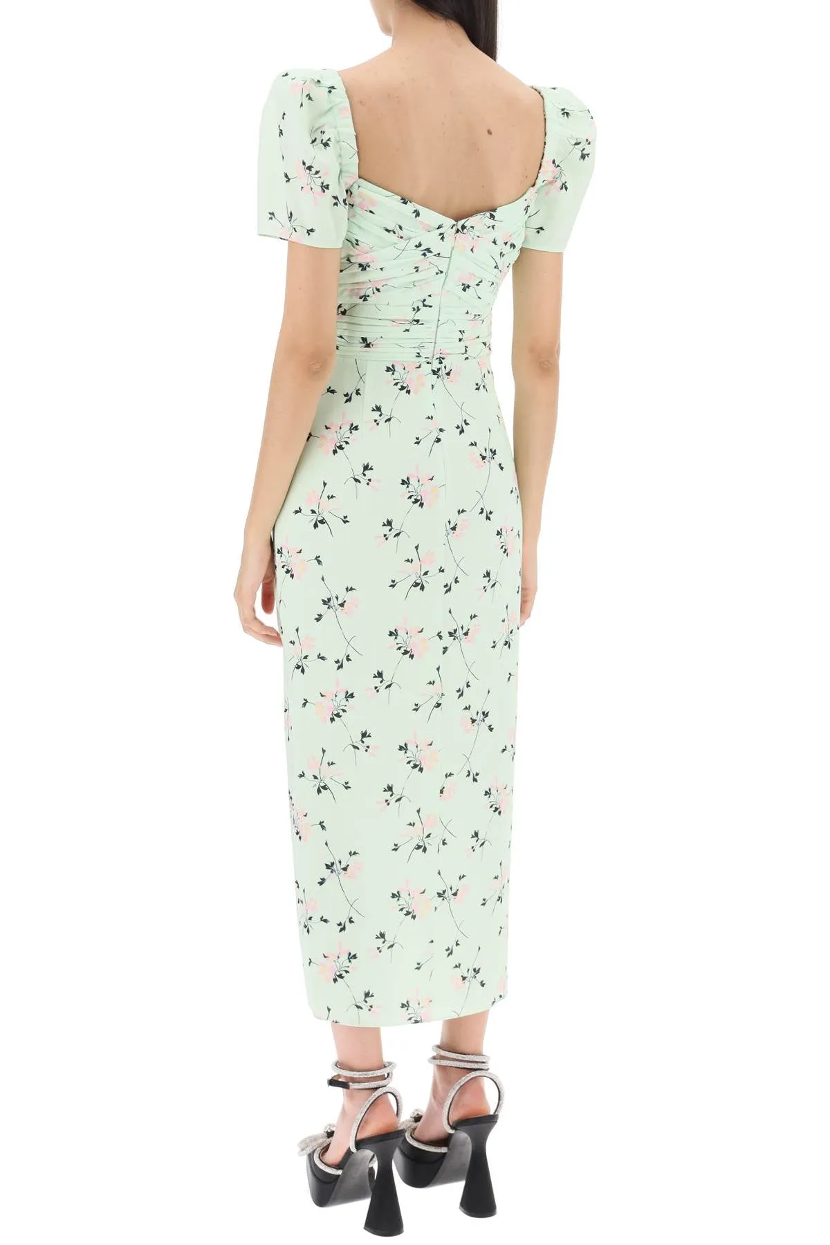 Self portrait 'iris' short-sleeved midi dress with floral pattern