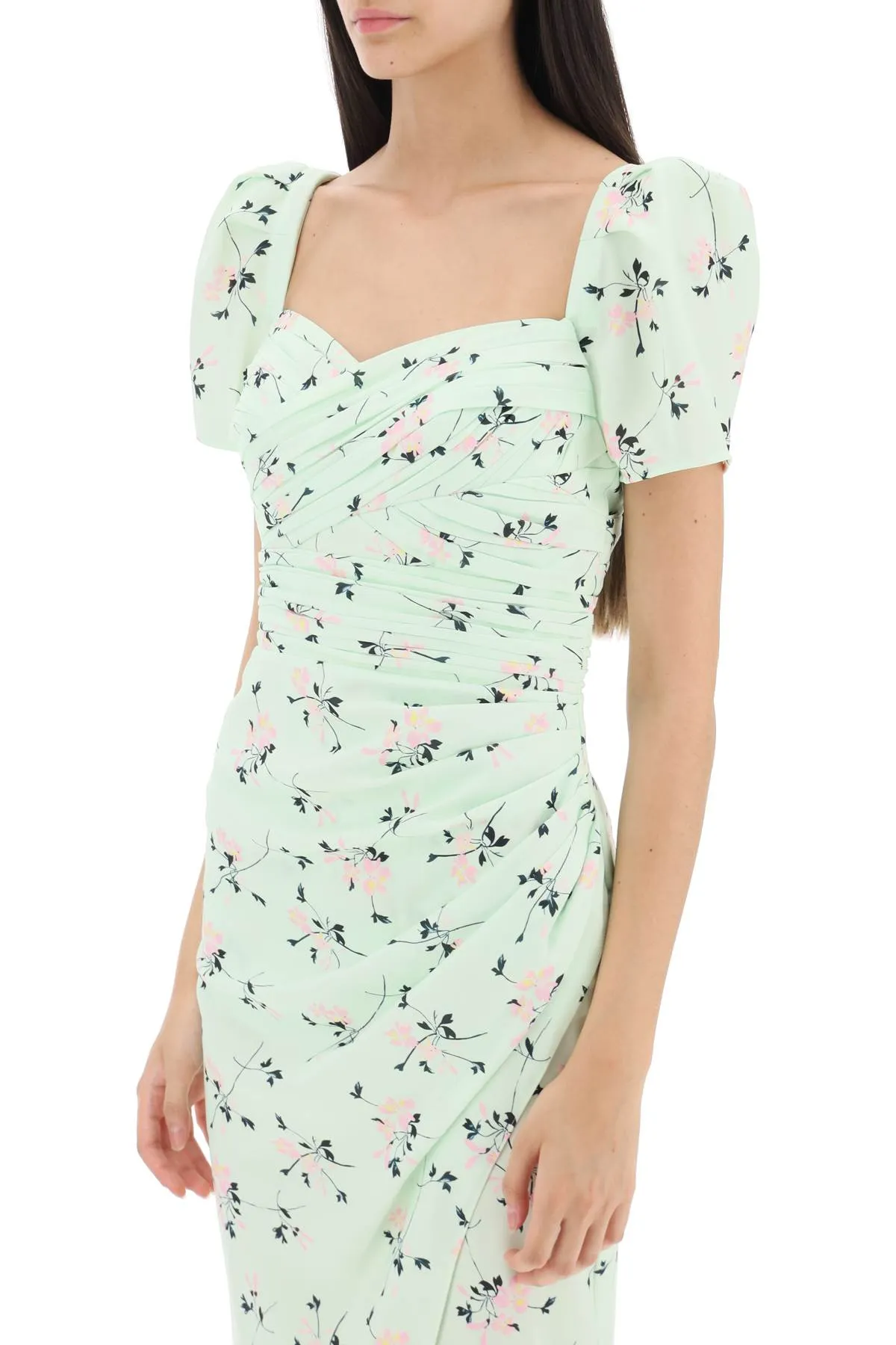 Self portrait 'iris' short-sleeved midi dress with floral pattern