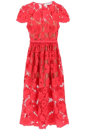 Self portrait 'poppy' midi dress in 3d floral lace