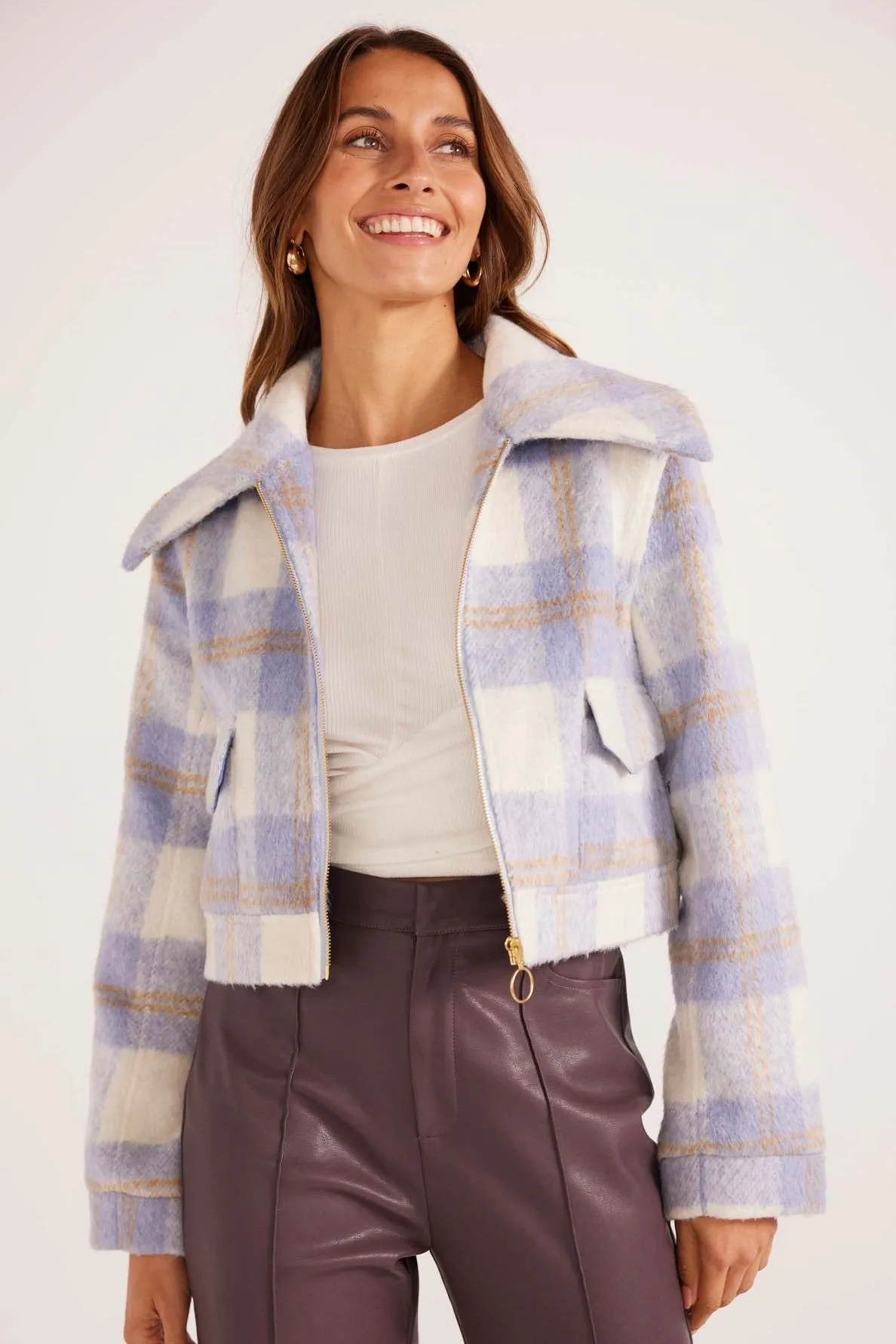 Sheridan Blue Check Cropped Jacket