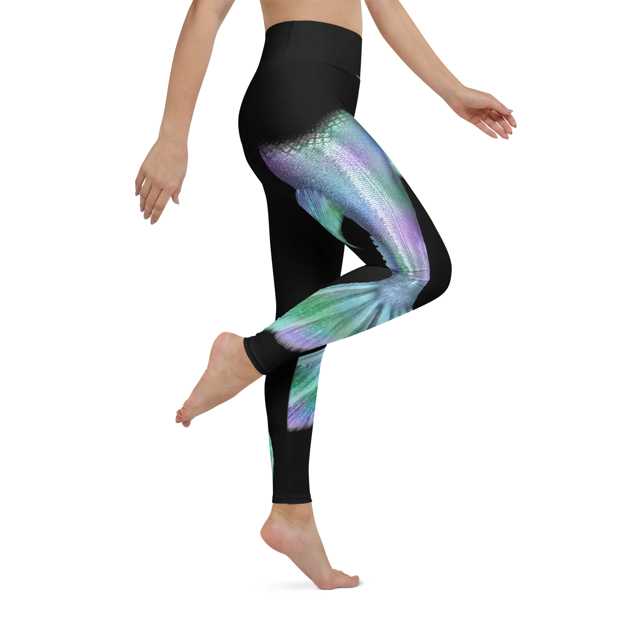 Shimmering Mermaid Tail Leggings - High Waist