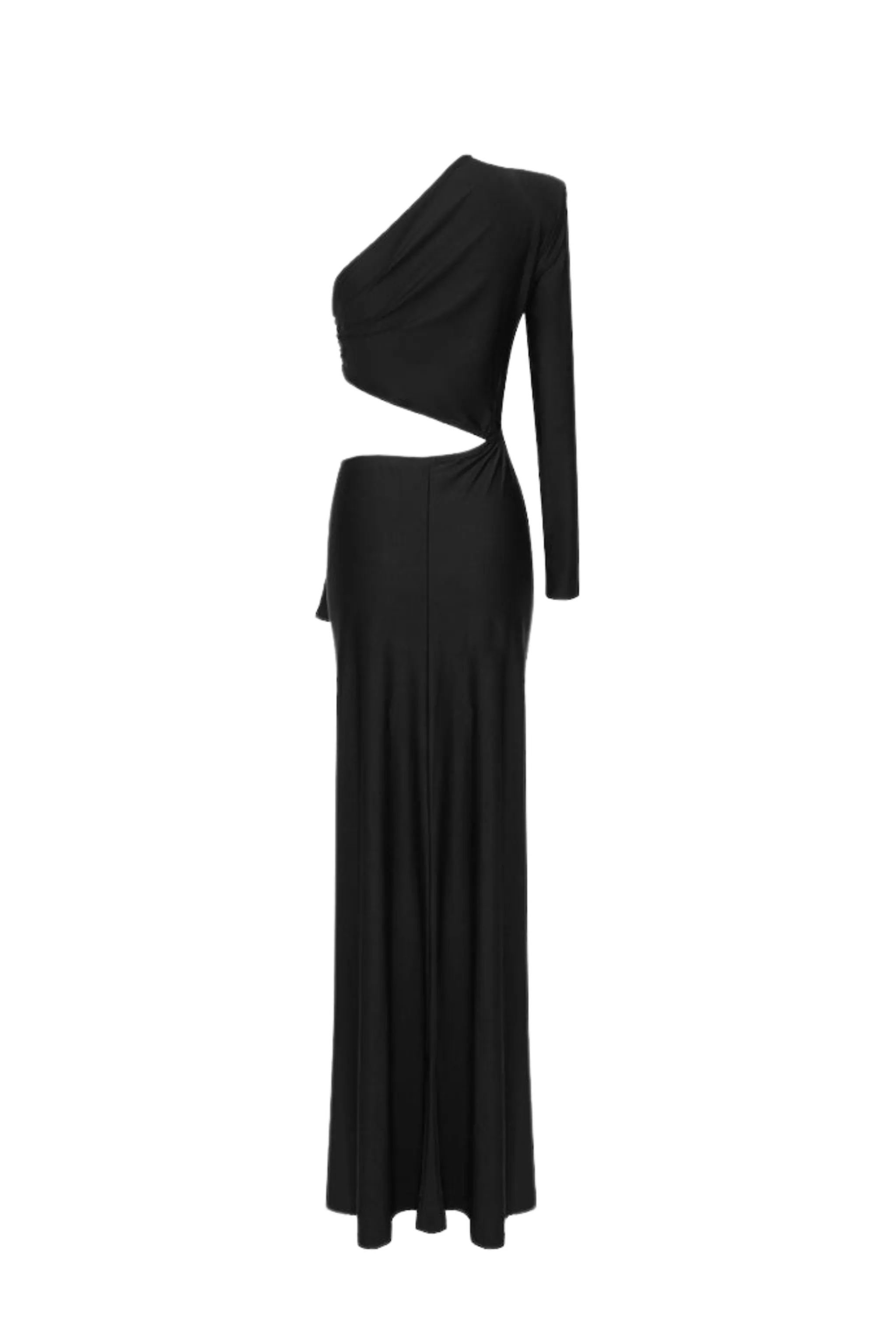 SILVIA MAXI BLACK DRESS WITH WAIST CUT