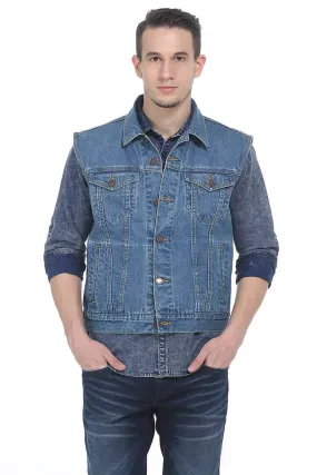 Slim Fit Denim Sleeveless Jacket