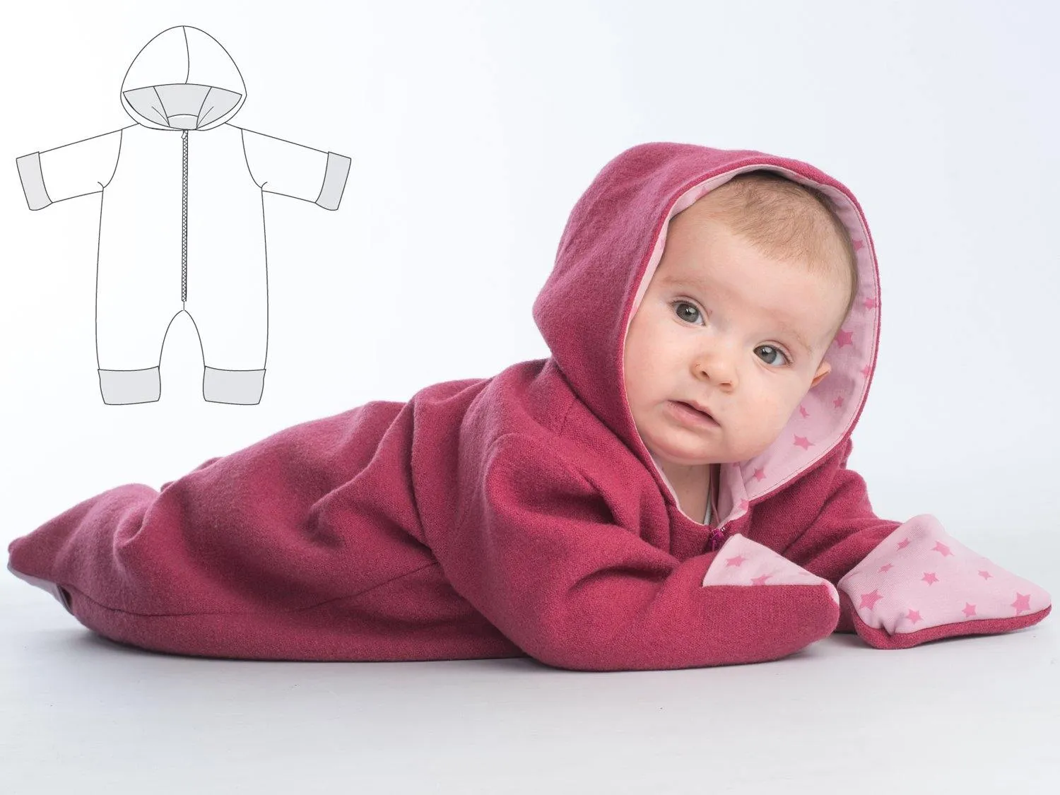 SOLE Baby jumpsuit sewing pattern ebook pdf with hood