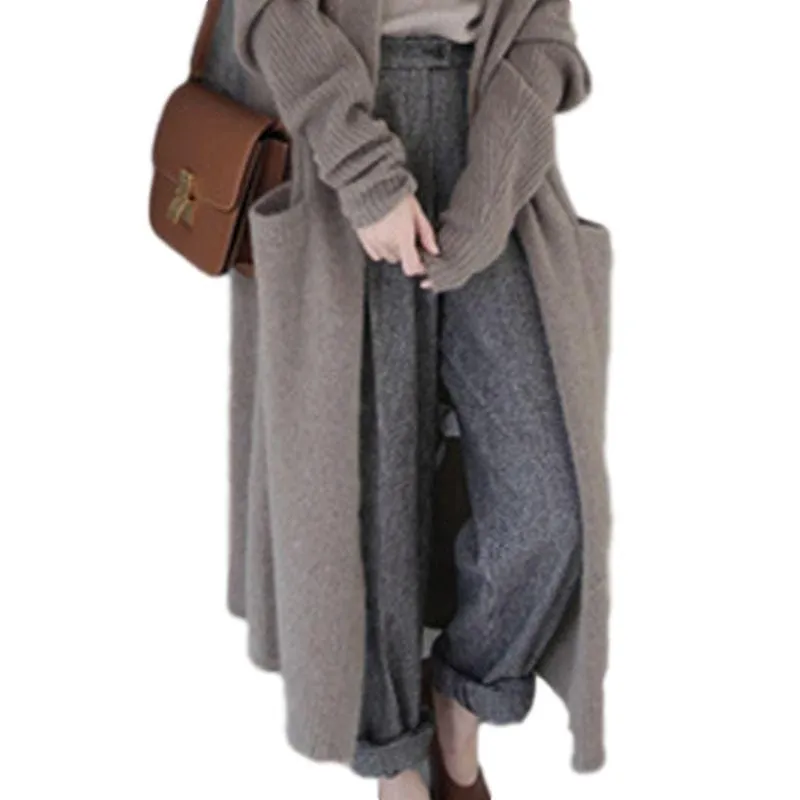 Solid Long-Sleeve Maxi Cardigan