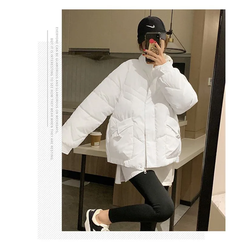 Stand-Up Collar Chic Cropped Puffer Jacket