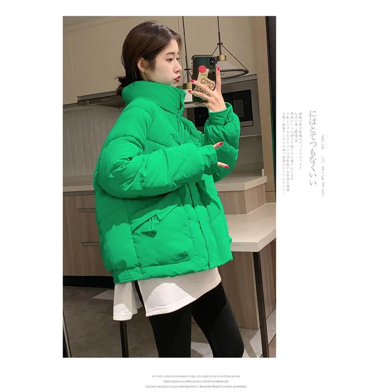 Stand-Up Collar Chic Cropped Puffer Jacket