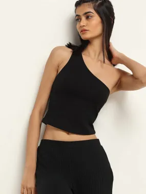 Superstar Black Cotton Crop Top