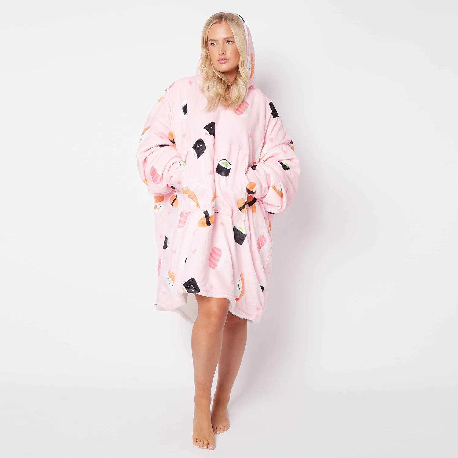 Sushi Pink Printed Hoodie