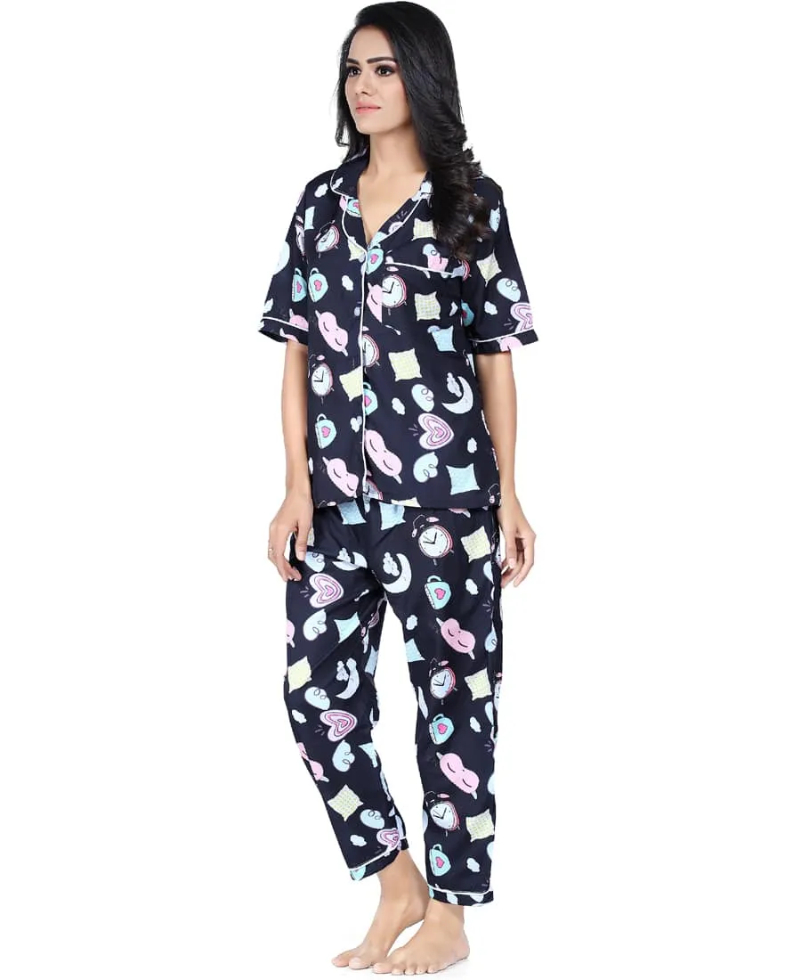 SXV Women's Cotton Printed Night Suit Pyjama Set : Clock MASK Mug (lowest price-non returnable)