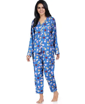 SXV Women's Cotton Printed Night Suit Pyjama Set : Coffee & Cookie (Lowest price - Non returnable)