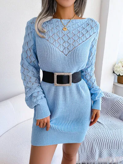 TEEK - Dainty Boat Neck Sweater Dress