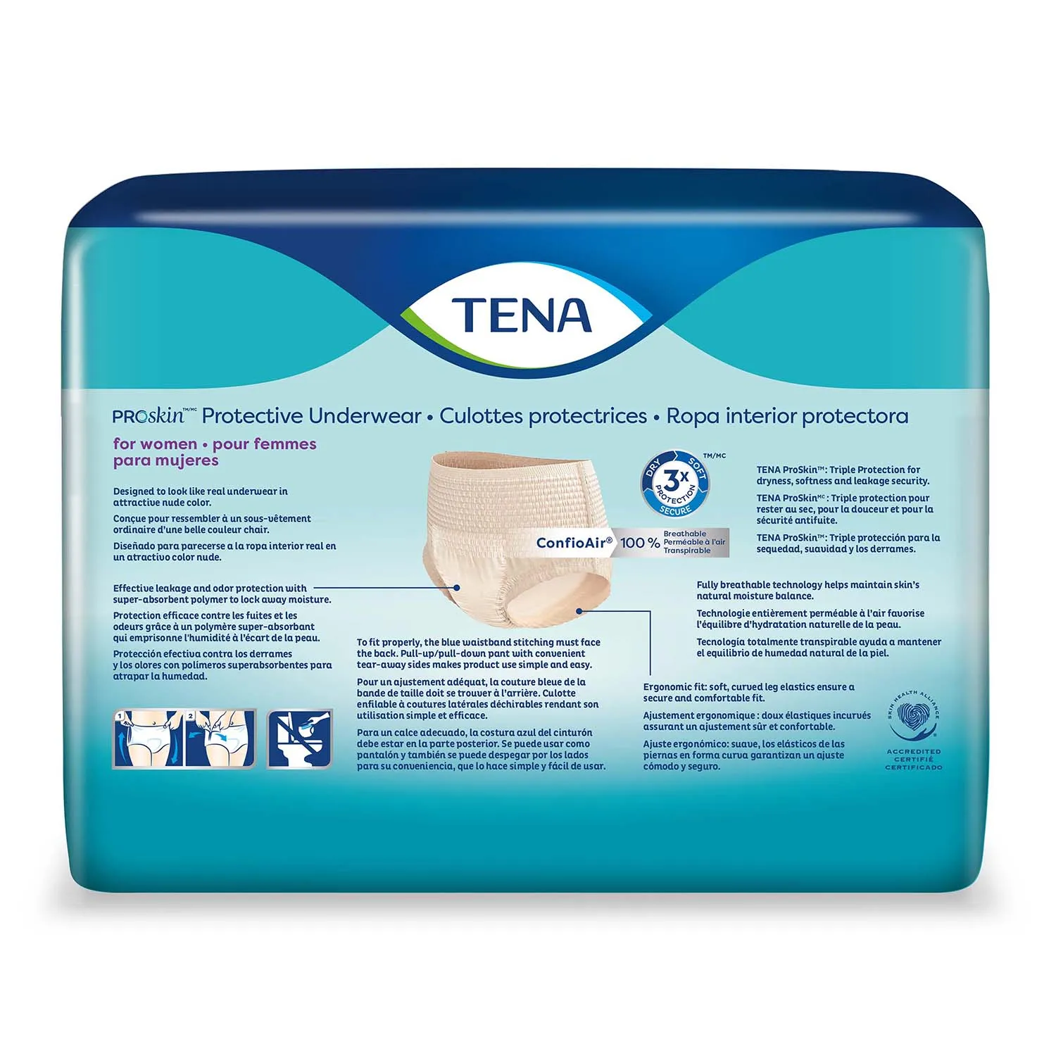 TENA ProSkin Protective Incontinence Underwear for Women 34"- 44", Moderate Absorbency,  Small/Medium