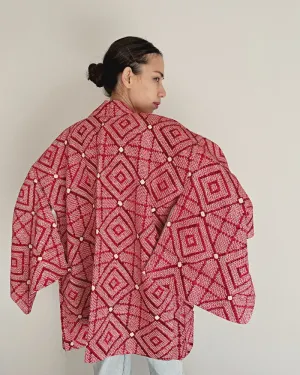 Traditional diamond pattern Haori Kimono Jacket