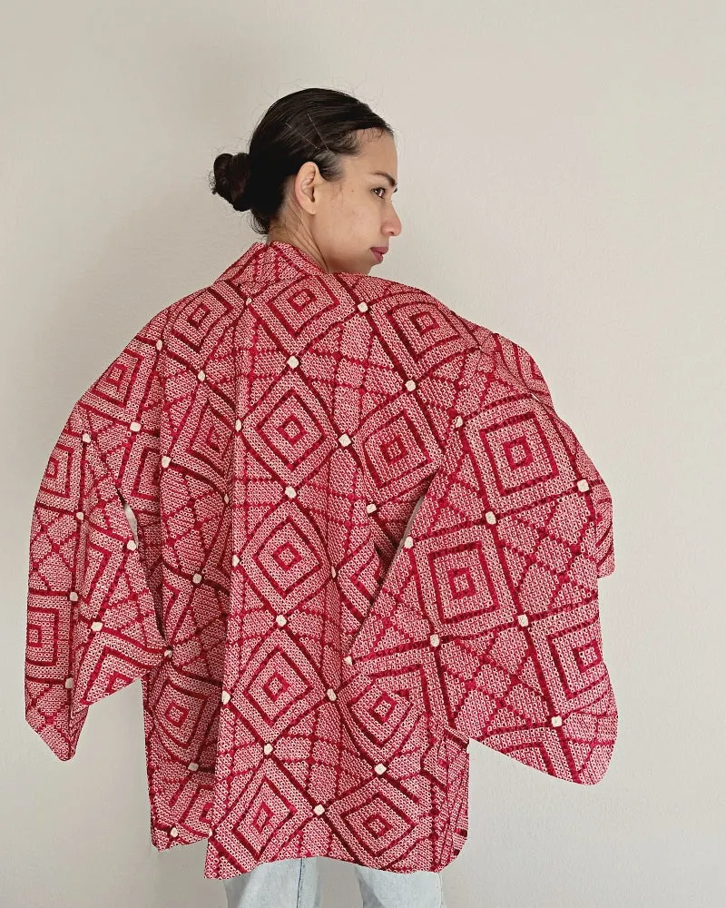 Traditional diamond pattern Haori Kimono Jacket