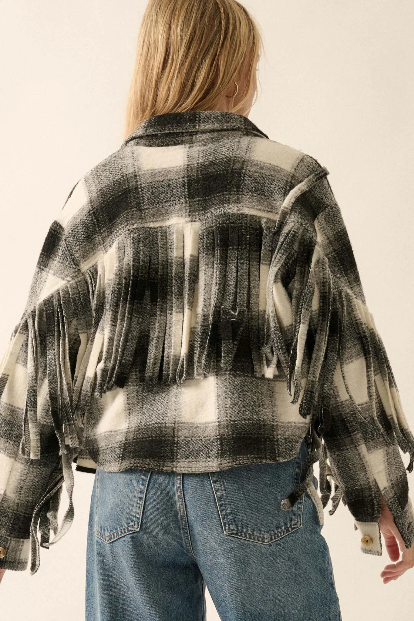 Up the Country Plaid Fringe Shacket